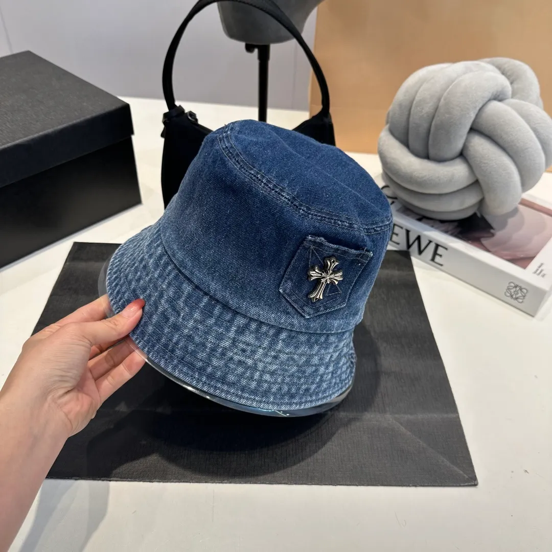 P70 Croxin spring and summer new denim fisherman hat, retro old street style, washed and torn edges, perfect for taking photos👑